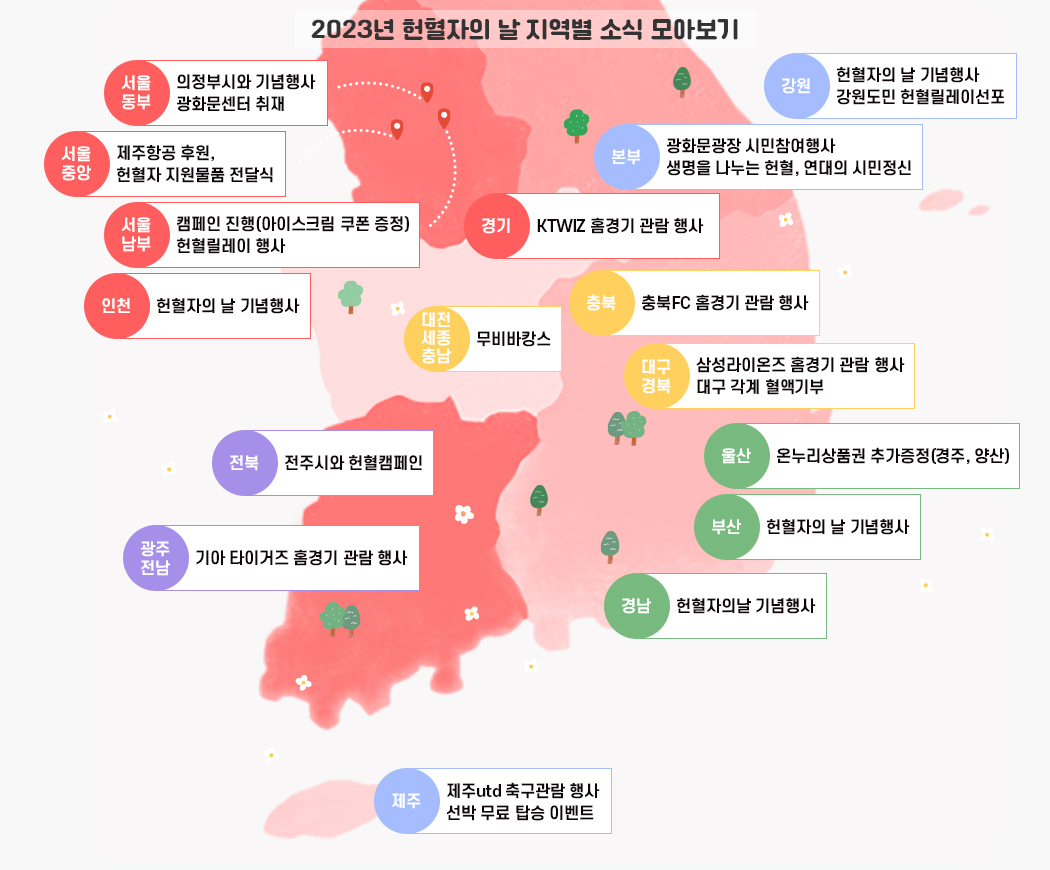 2023년 헌혈자의 날 지역별 소식 모아보기